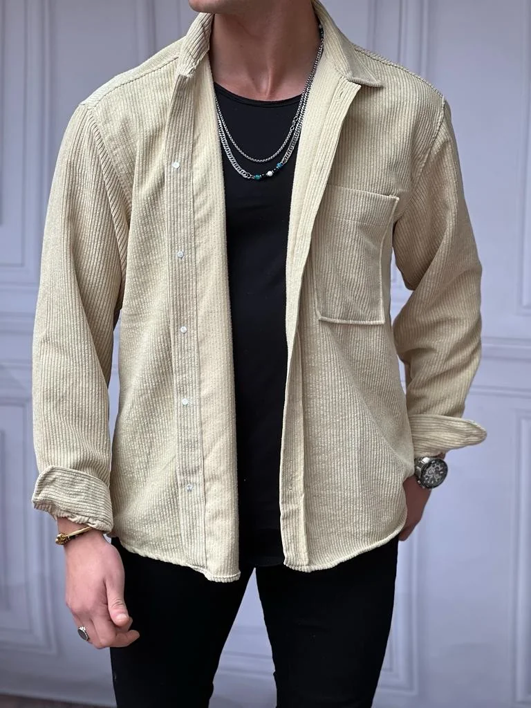 Fitil Kadife Oversize Gömlek